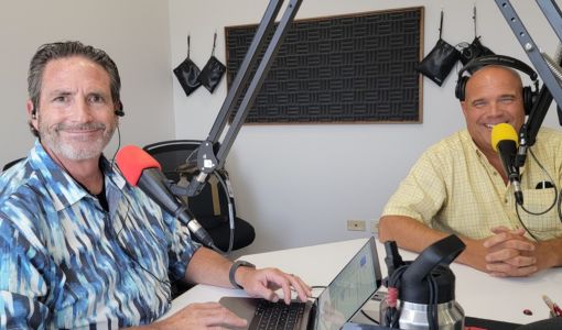 John Rush with former co-host Dan Meurer at the KLZ560 am Studios Denver CO, home of Rush Media Group.